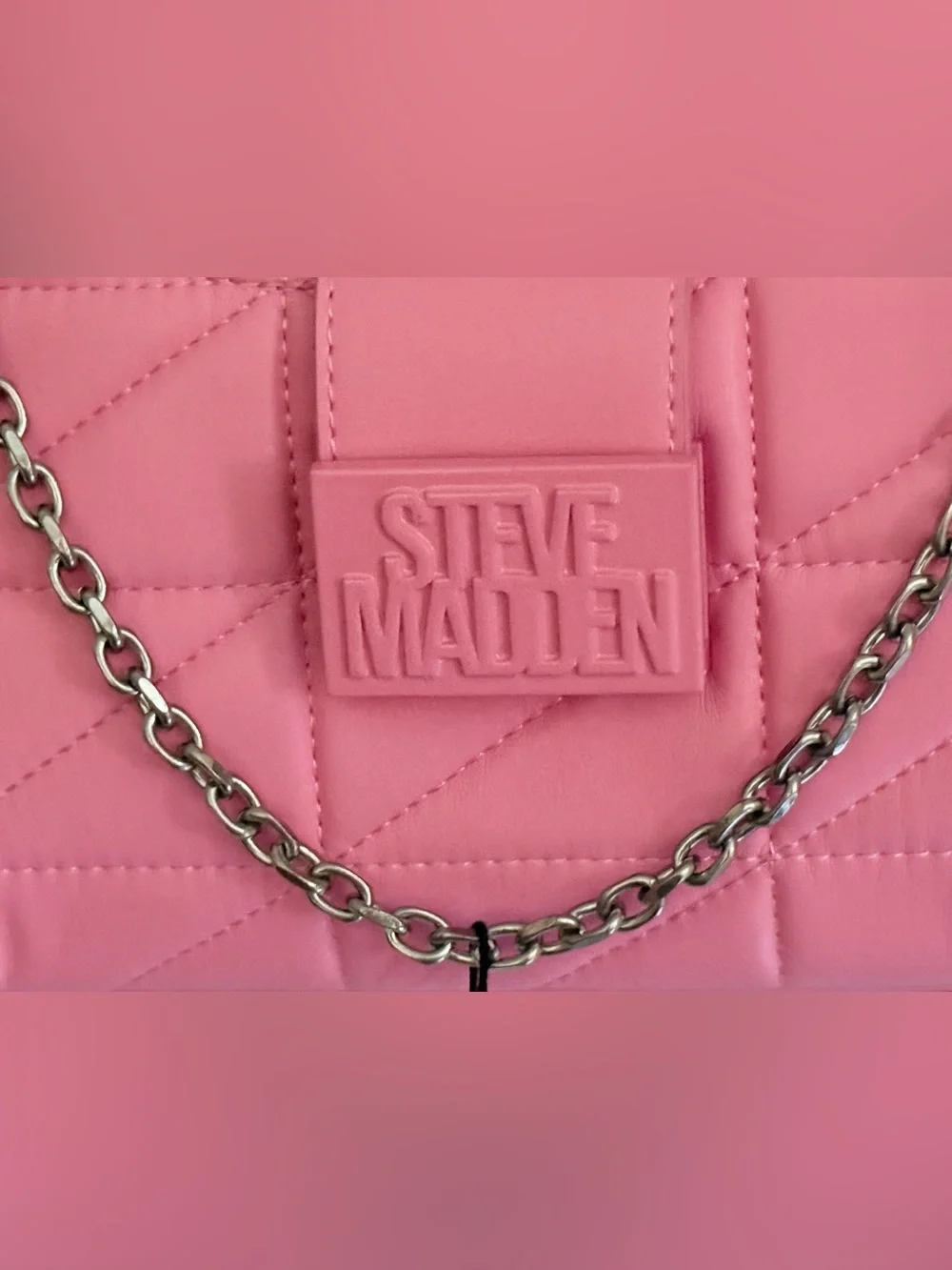NWT Steve Madden Quilted Bhera Shoulder Bag In Thrift Pink - Picture 2 of 11